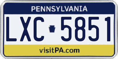 PA license plate LXC5851