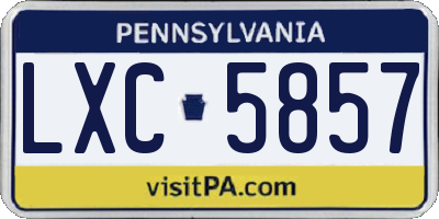 PA license plate LXC5857