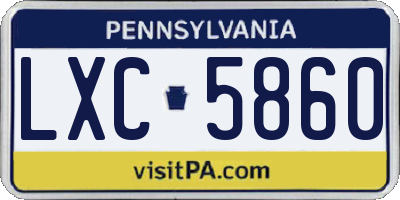 PA license plate LXC5860