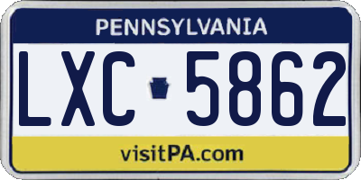 PA license plate LXC5862