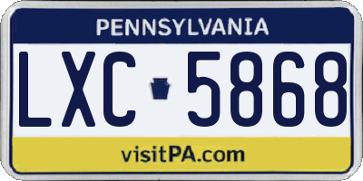 PA license plate LXC5868