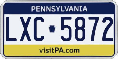 PA license plate LXC5872