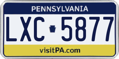 PA license plate LXC5877