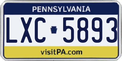 PA license plate LXC5893