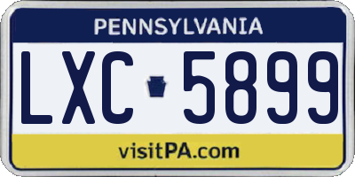 PA license plate LXC5899