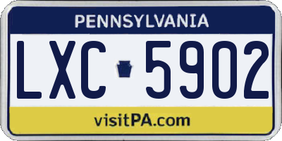 PA license plate LXC5902