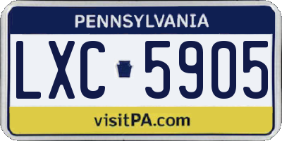 PA license plate LXC5905