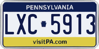 PA license plate LXC5913