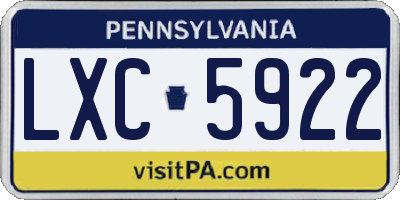 PA license plate LXC5922