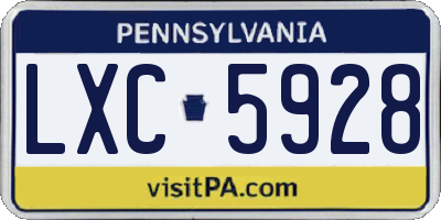 PA license plate LXC5928