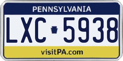 PA license plate LXC5938