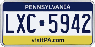 PA license plate LXC5942