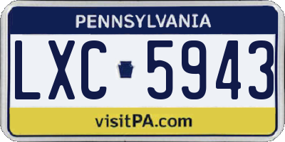 PA license plate LXC5943