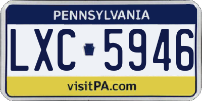 PA license plate LXC5946