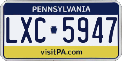 PA license plate LXC5947