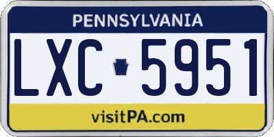 PA license plate LXC5951