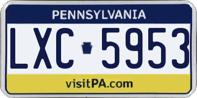 PA license plate LXC5953