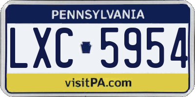 PA license plate LXC5954