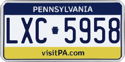 PA license plate LXC5958