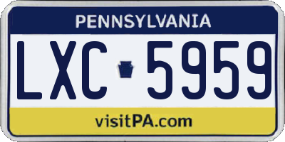 PA license plate LXC5959