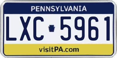 PA license plate LXC5961