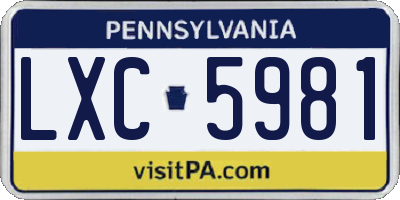 PA license plate LXC5981