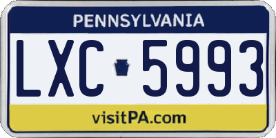 PA license plate LXC5993