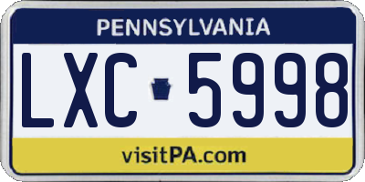 PA license plate LXC5998