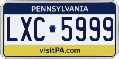 PA license plate LXC5999