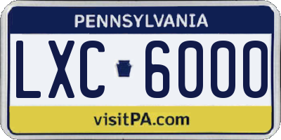 PA license plate LXC6000