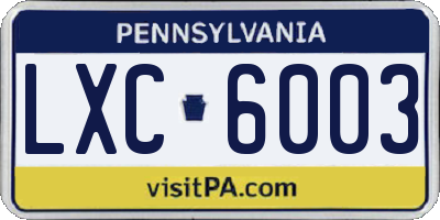 PA license plate LXC6003