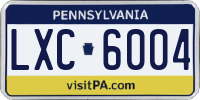 PA license plate LXC6004