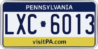 PA license plate LXC6013