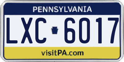 PA license plate LXC6017