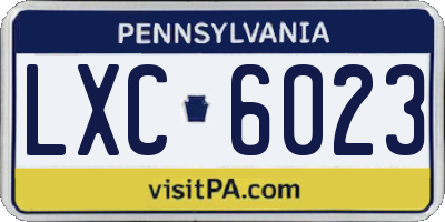 PA license plate LXC6023
