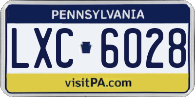 PA license plate LXC6028