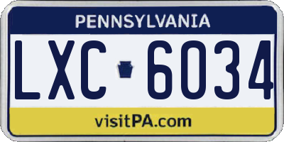 PA license plate LXC6034