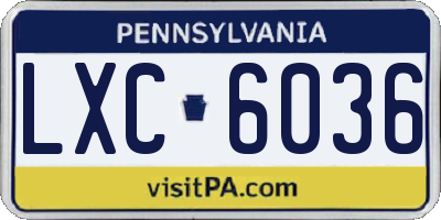 PA license plate LXC6036