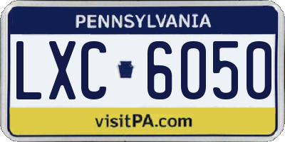 PA license plate LXC6050