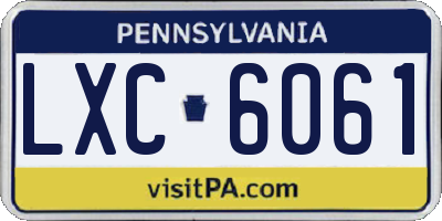 PA license plate LXC6061