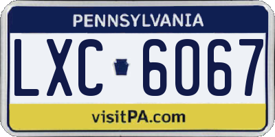 PA license plate LXC6067