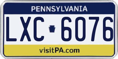 PA license plate LXC6076