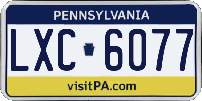 PA license plate LXC6077