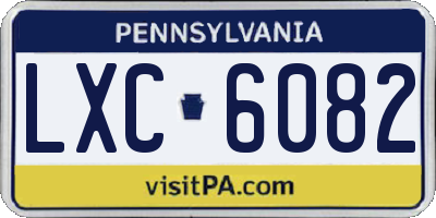 PA license plate LXC6082