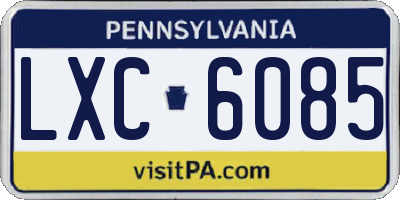 PA license plate LXC6085