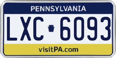 PA license plate LXC6093