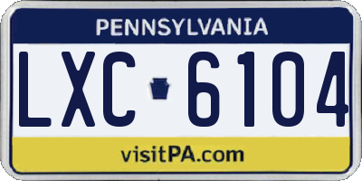 PA license plate LXC6104