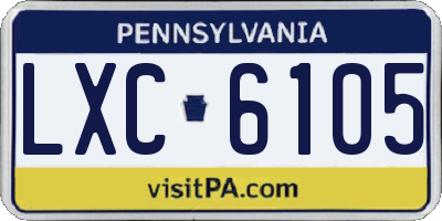 PA license plate LXC6105