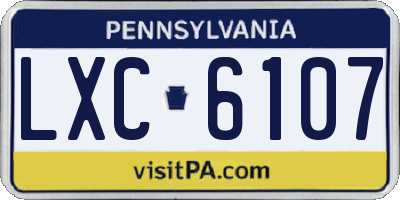 PA license plate LXC6107