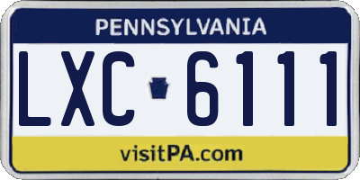 PA license plate LXC6111